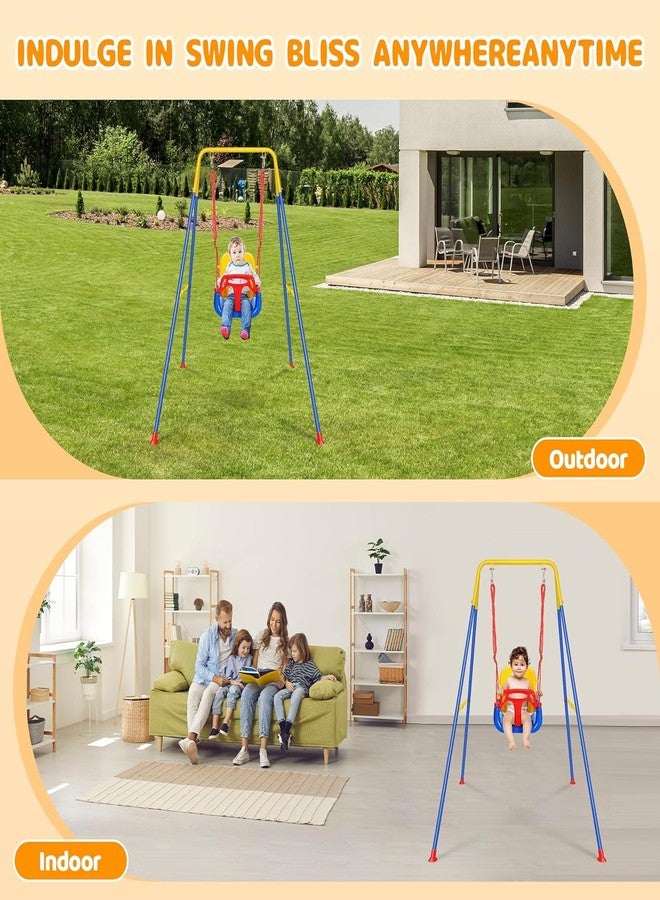 MAPPLE CREATION Multifunction Toddler Swing Set, Heavy-Duty Indoor Outdoor Baby Swing Seat Safety Harness, Folding Metal Stand & Clear Instruction, Easy to Assemble & Store - Image 5